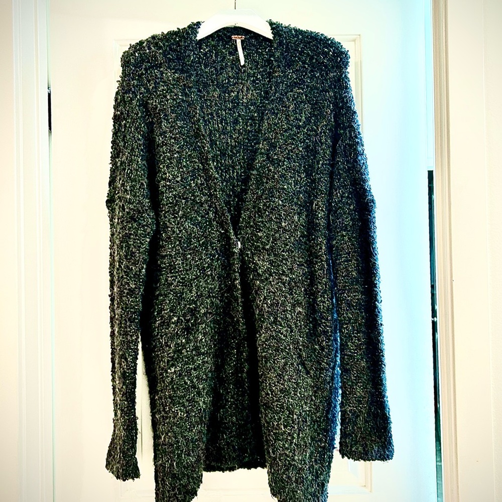 Free People Textured Oversized Grey/Black Cardigan